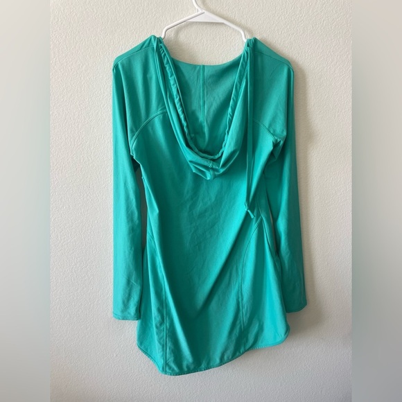 Athleta teal blue long sleeve lightweight hooded v neck sweater - Picture 4 of 4